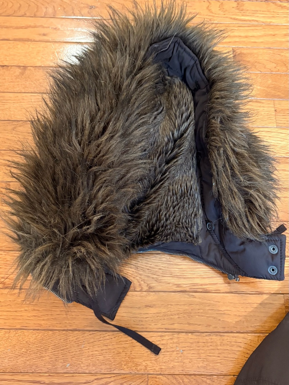Abercrombie & Fitch Vintage Y2K Women L Brown Down Puffer Jacket w Faux Fur Hood - Picture 12 of 16